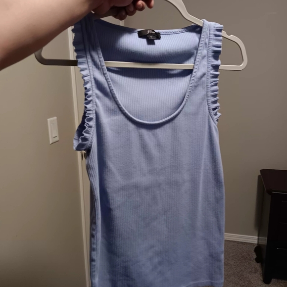 J. Crew Light Blue Ribbed Ruffle Strap Tank - Picture 7 of 9
